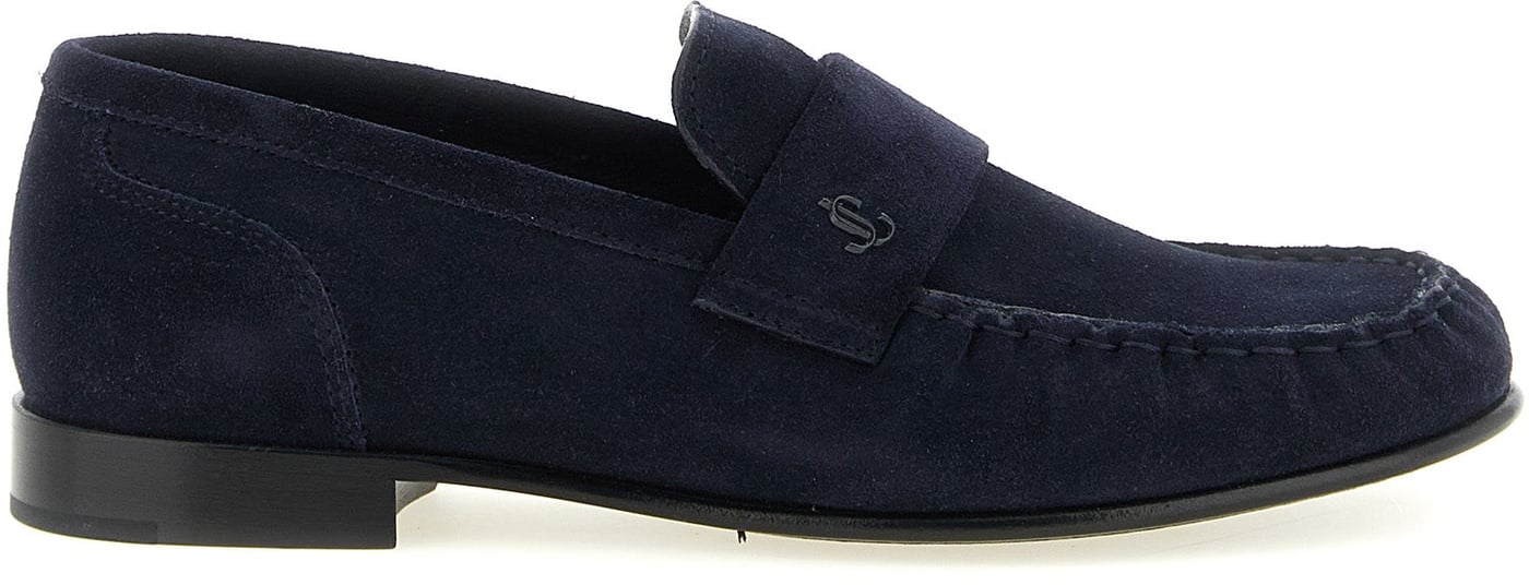 Jimmy Choo Blue Leather Slip-On Loafers