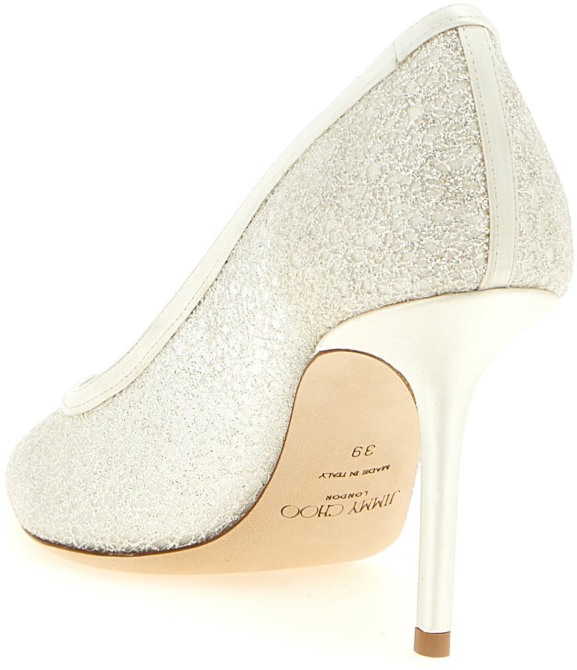 Jimmy Choo White Tencel High Heel Pumps
