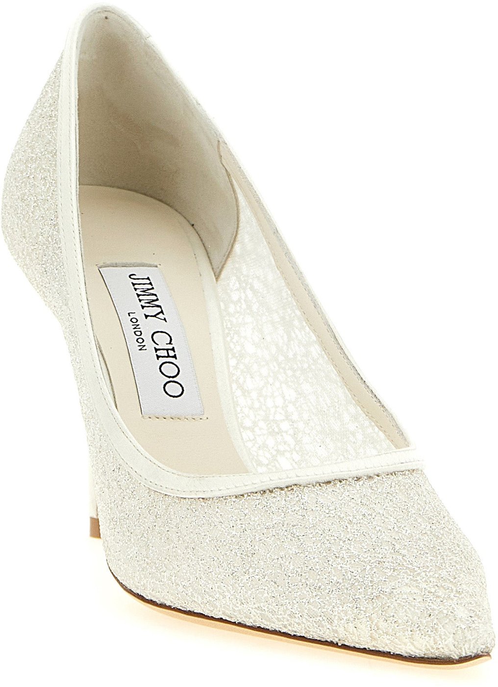 Jimmy Choo White Tencel High Heel Pumps