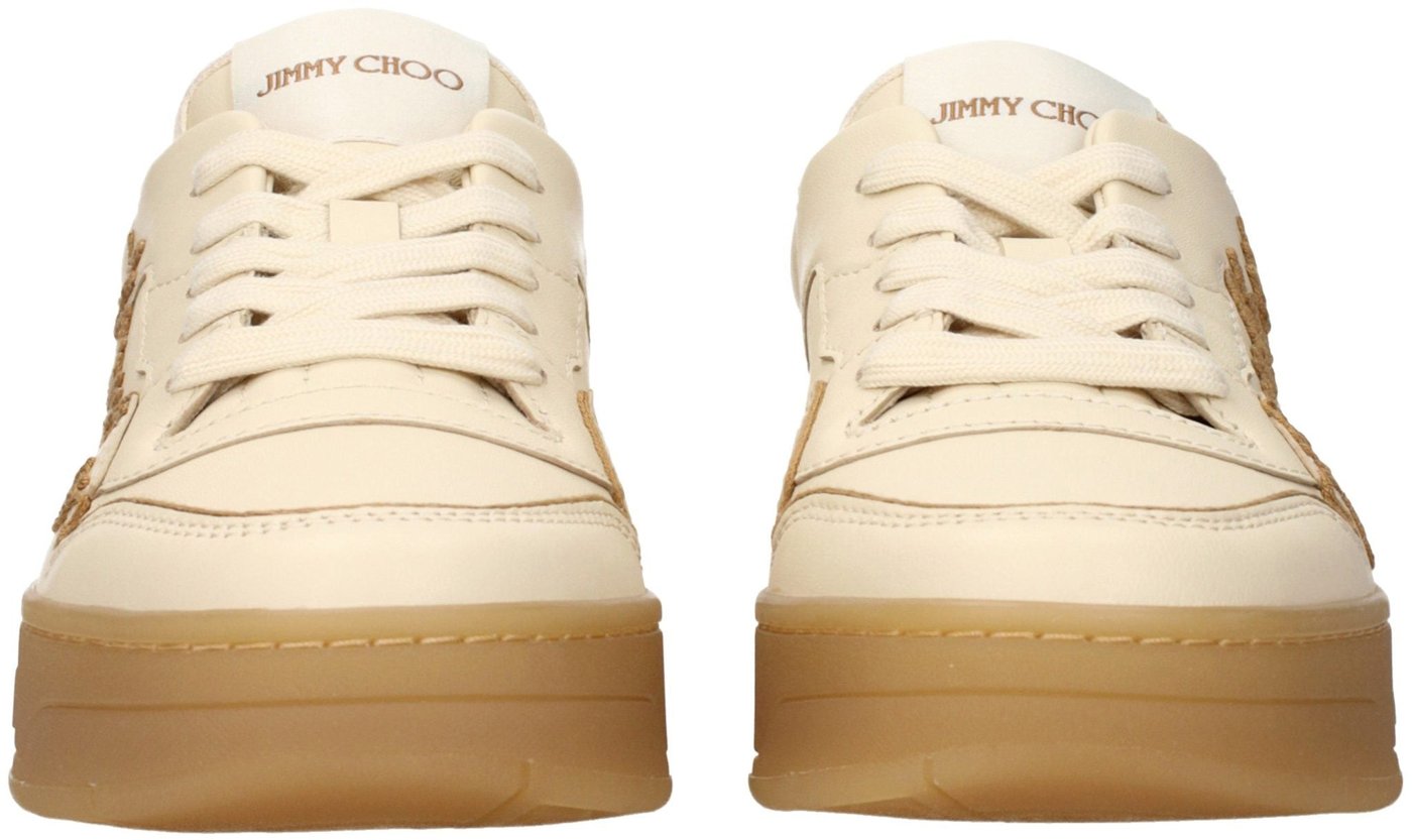 Jimmy Choo Beige Leather Low Top Sneakers