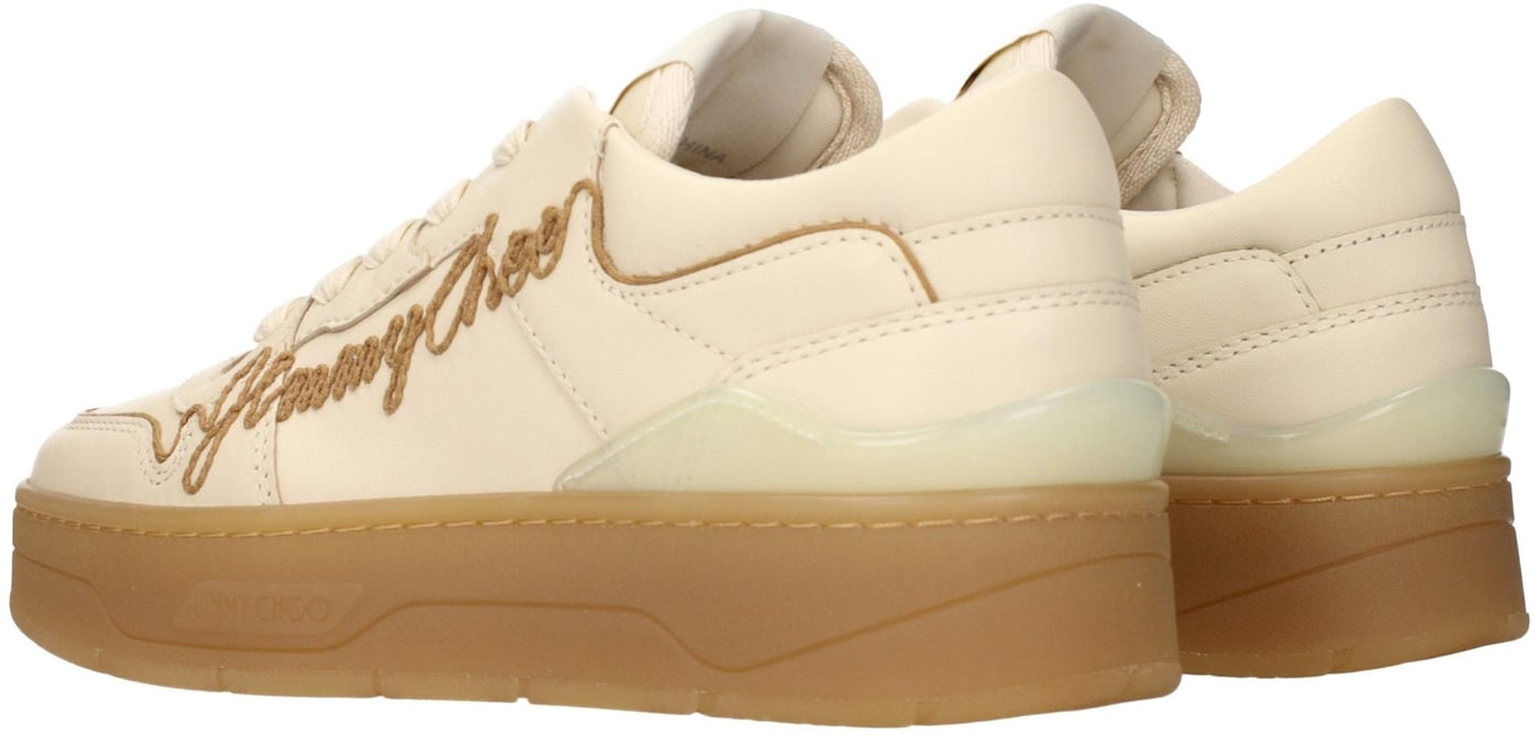 Jimmy Choo Beige Leather Low Top Sneakers