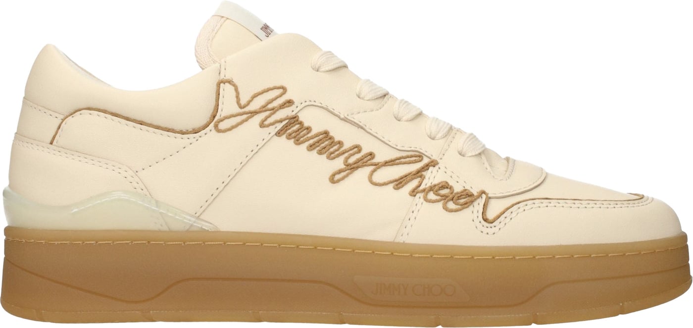 Jimmy Choo Beige Leather Low Top Sneakers