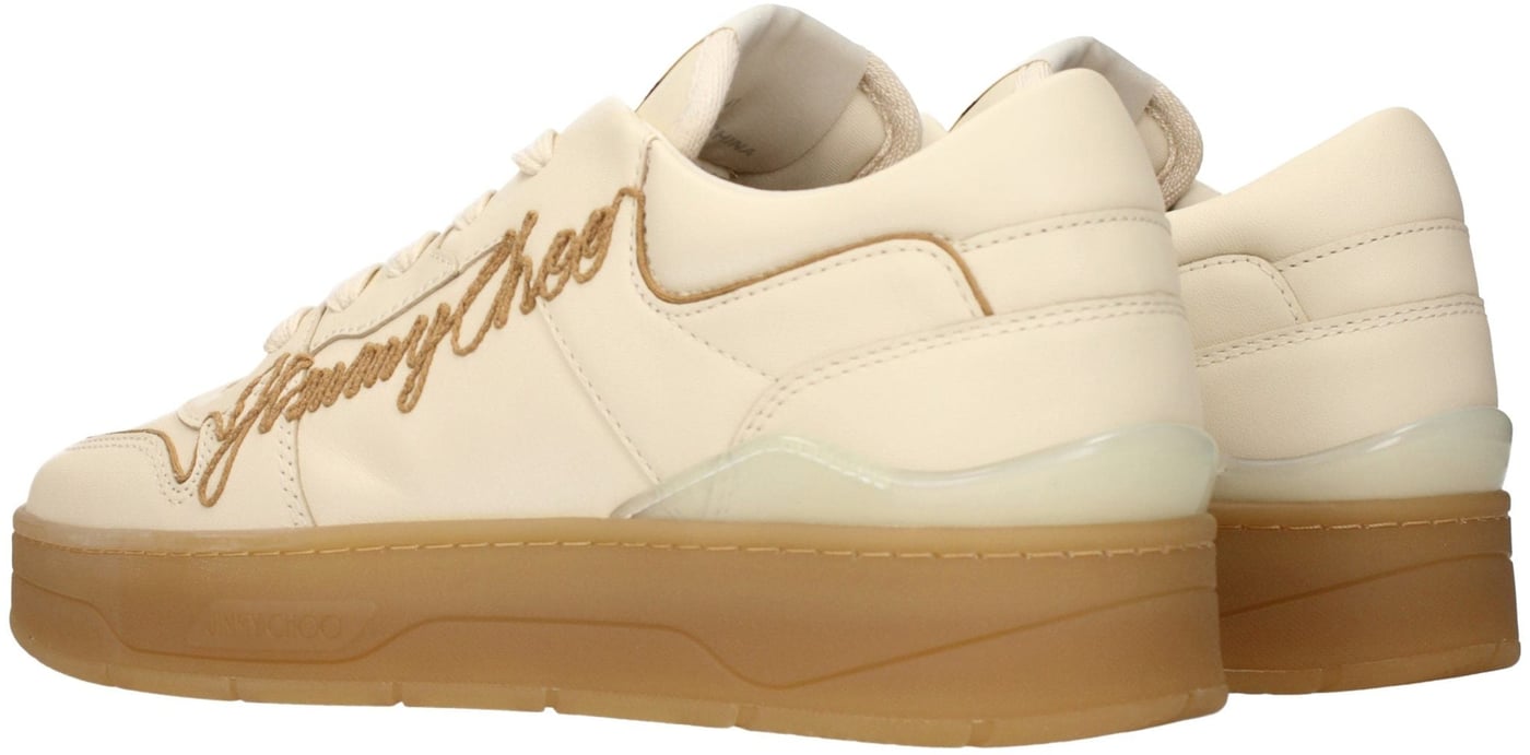 Jimmy Choo Beige Leather Low Top Sneakers