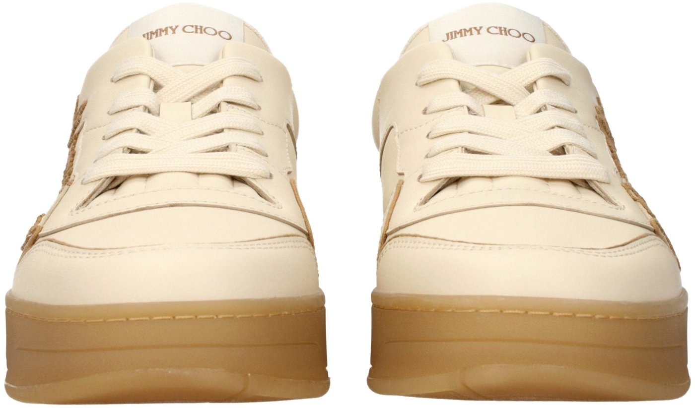 Jimmy Choo Beige Leather Low Top Sneakers