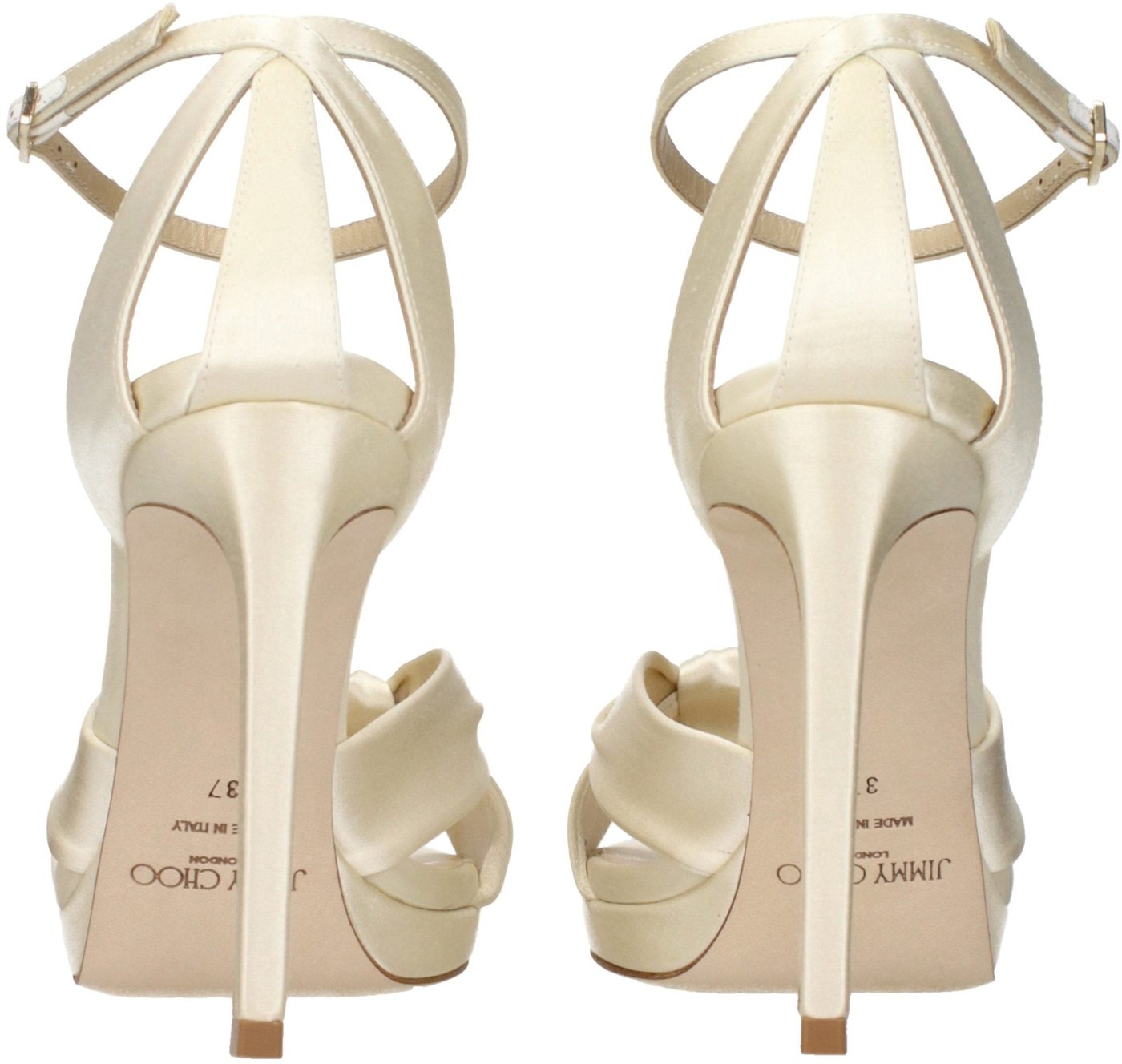 Jimmy Choo Beige Satin Platform Sandals