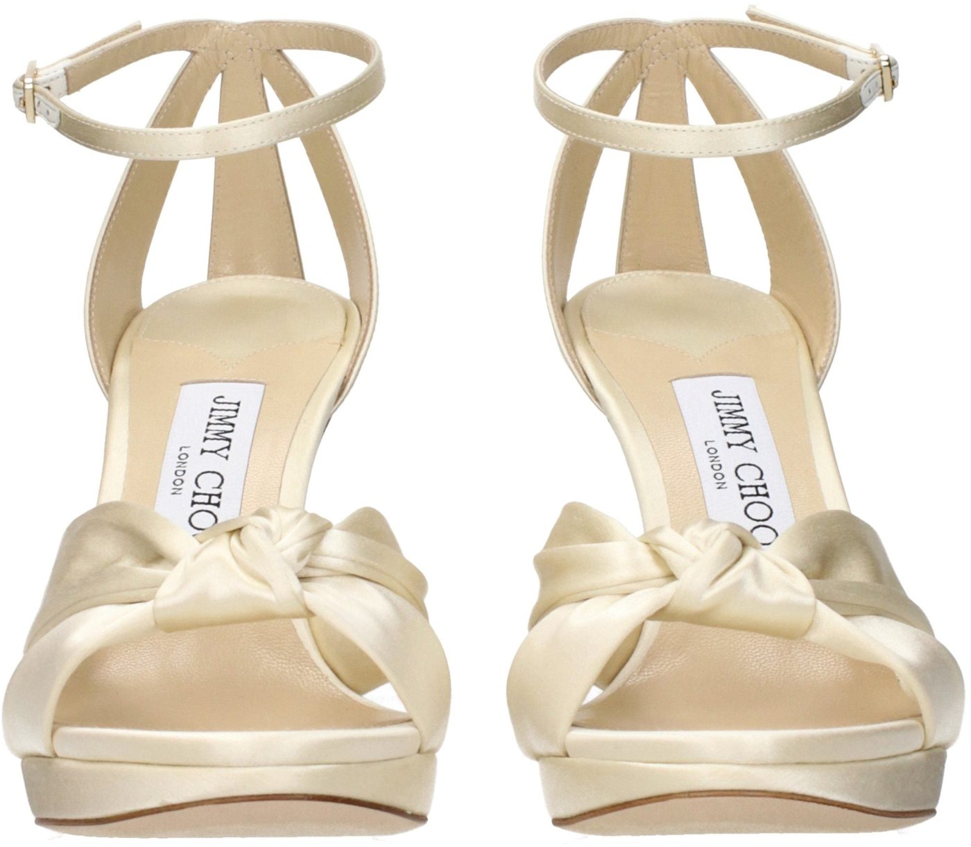 Jimmy Choo Beige Satin Platform Sandals