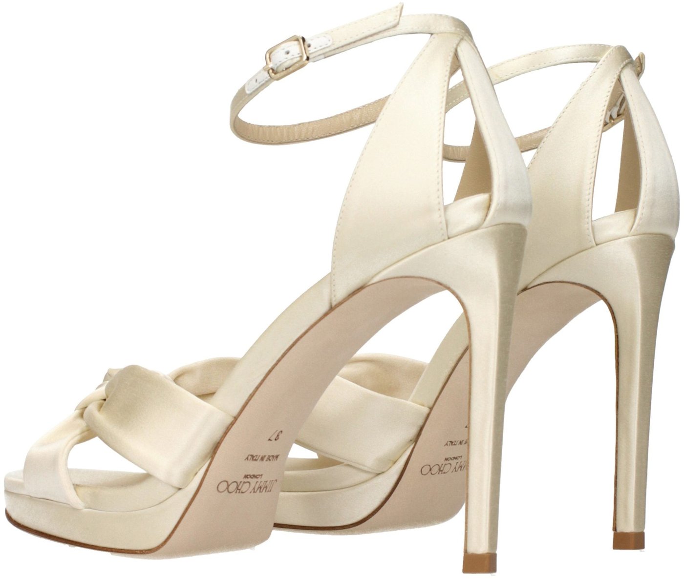 Jimmy Choo Beige Satin Platform Sandals