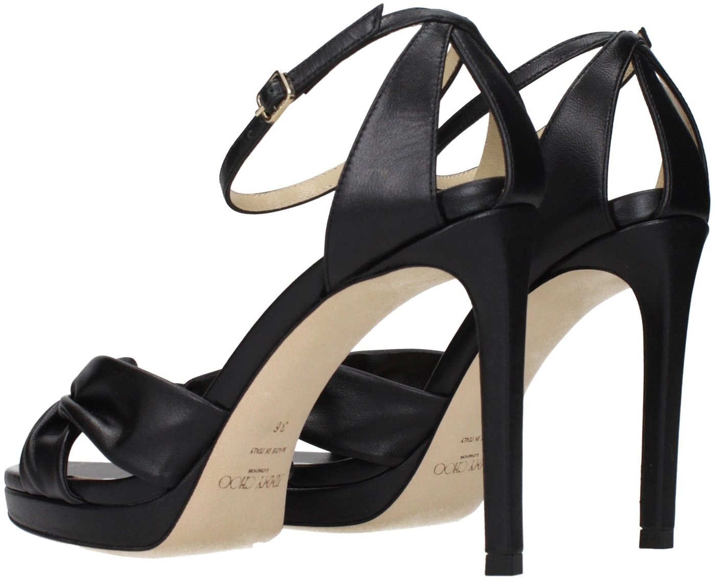 Jimmy Choo Black Leather Platform Sandals