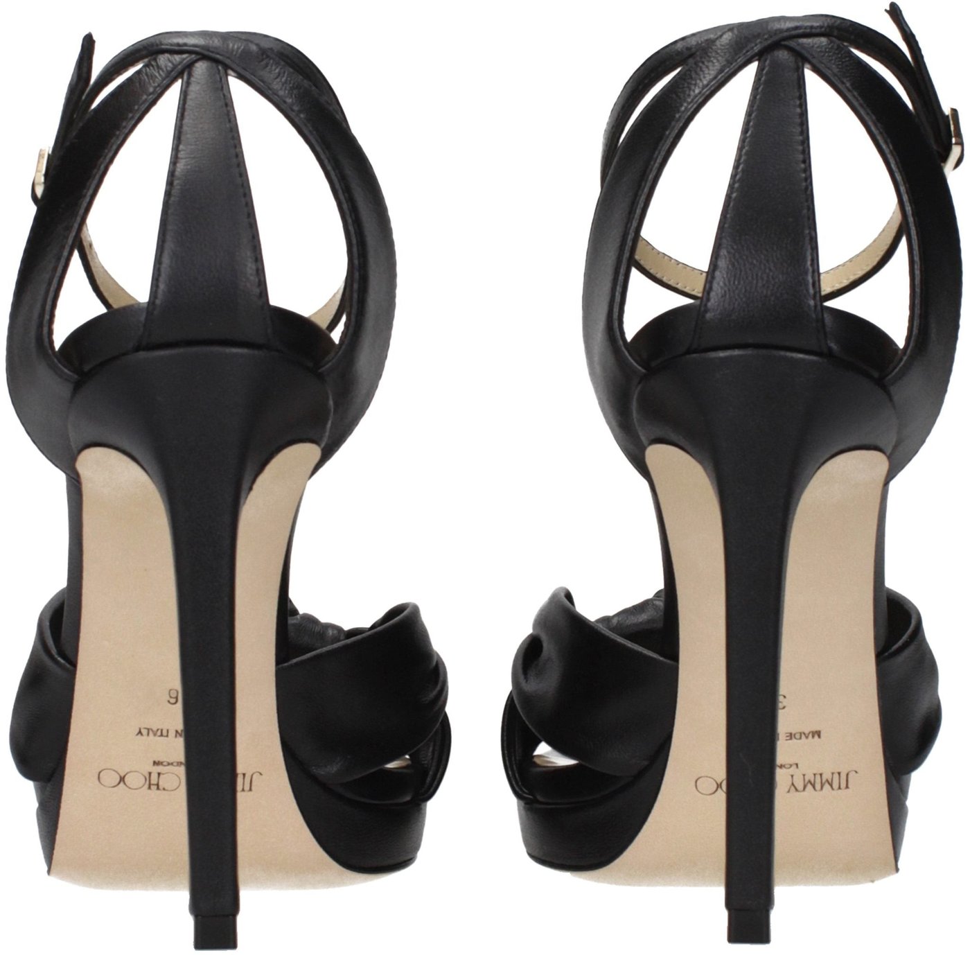 Jimmy Choo Black Leather Platform Sandals