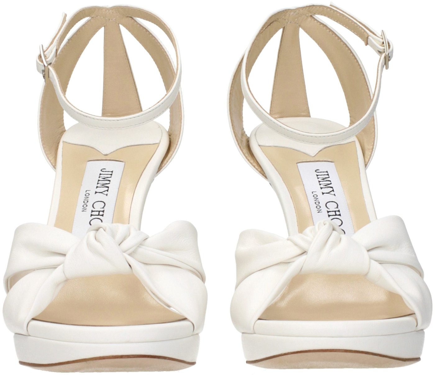 Jimmy Choo White Leather Platform Sandals