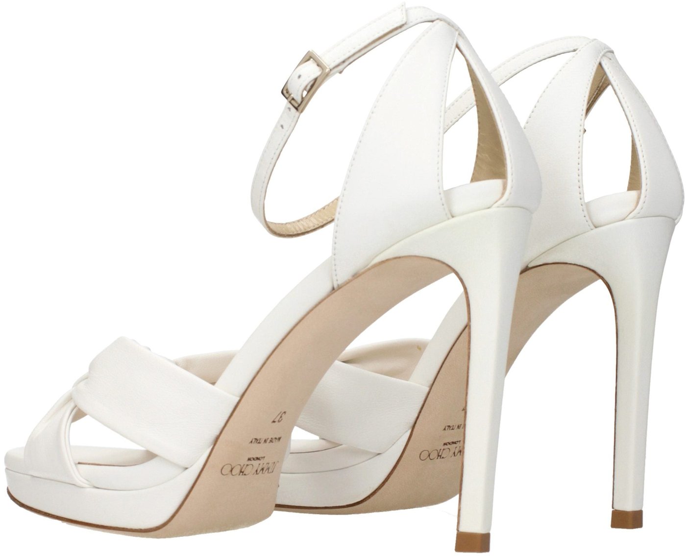Jimmy Choo White Leather Platform Sandals