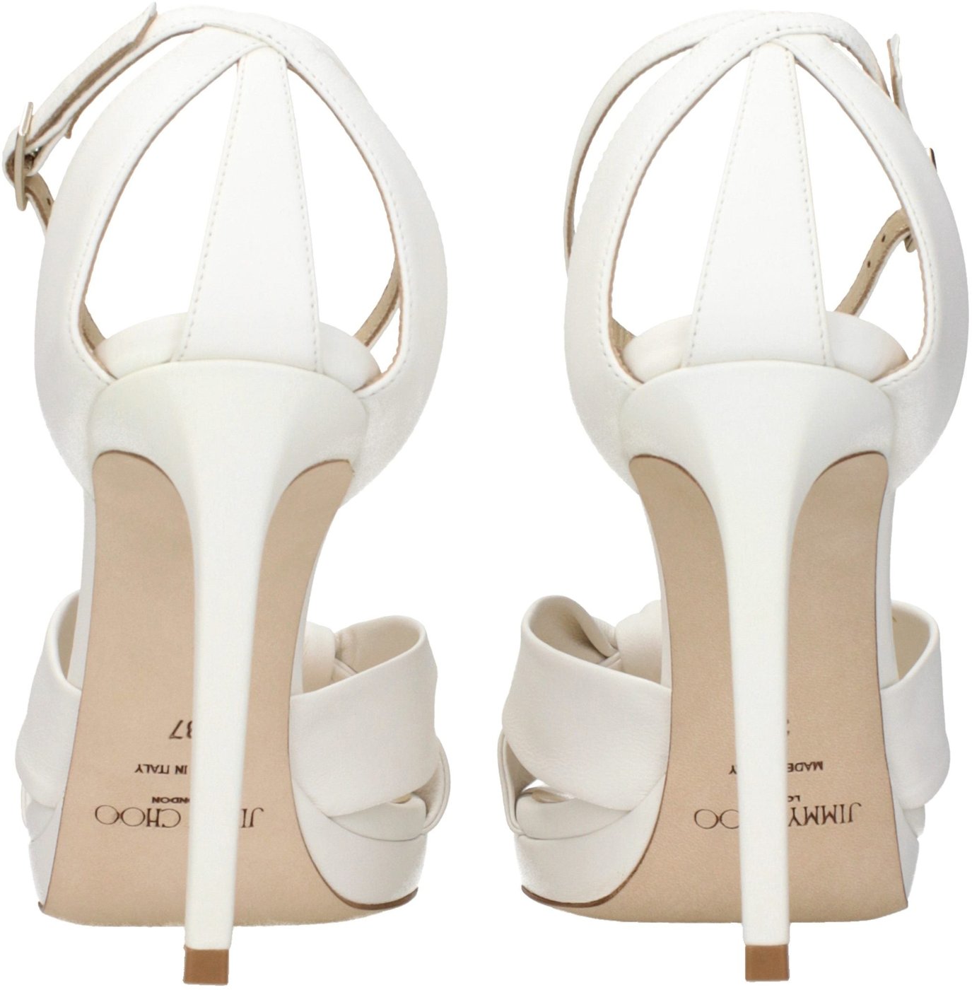 Jimmy Choo White Leather Platform Sandals