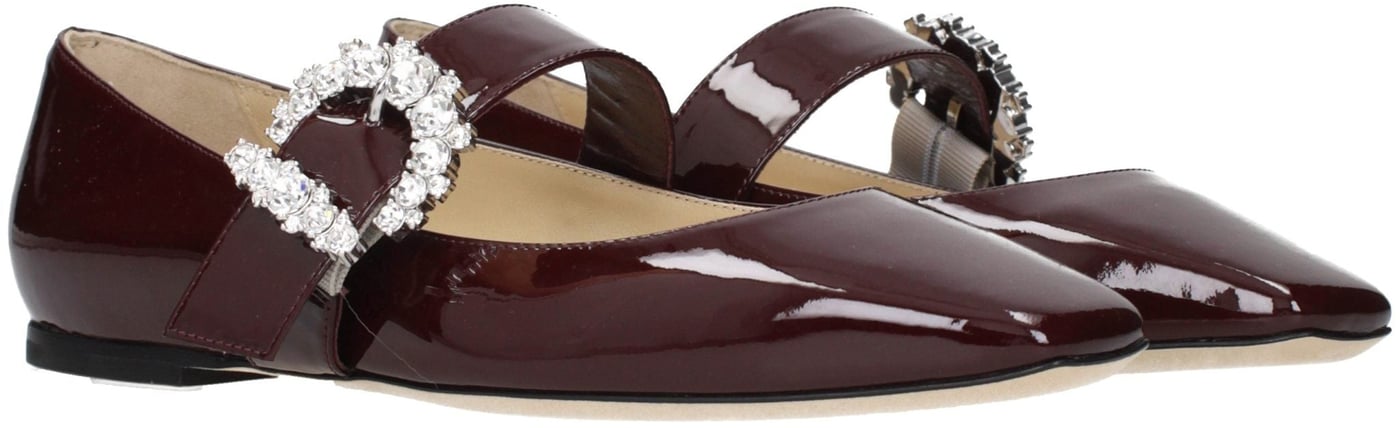 Jimmy Choo Red Leather Ballet Flats