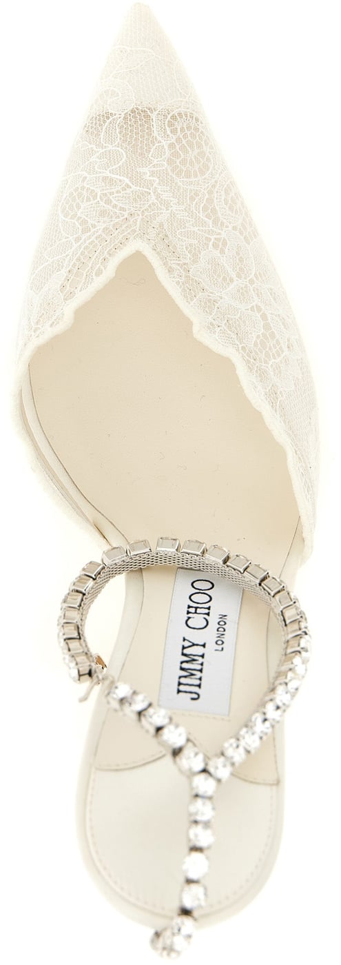 Jimmy Choo White Tencel High Heel Pumps