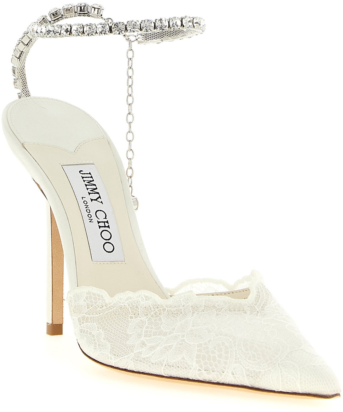 Jimmy Choo White Tencel High Heel Pumps