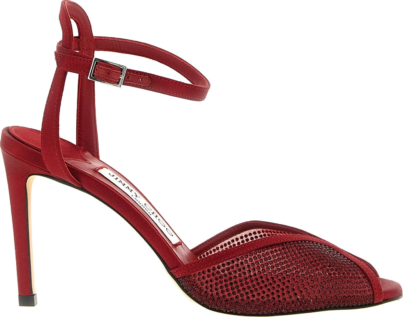 Jimmy Choo Red Lamb Leather Stiletto Heel Sandals