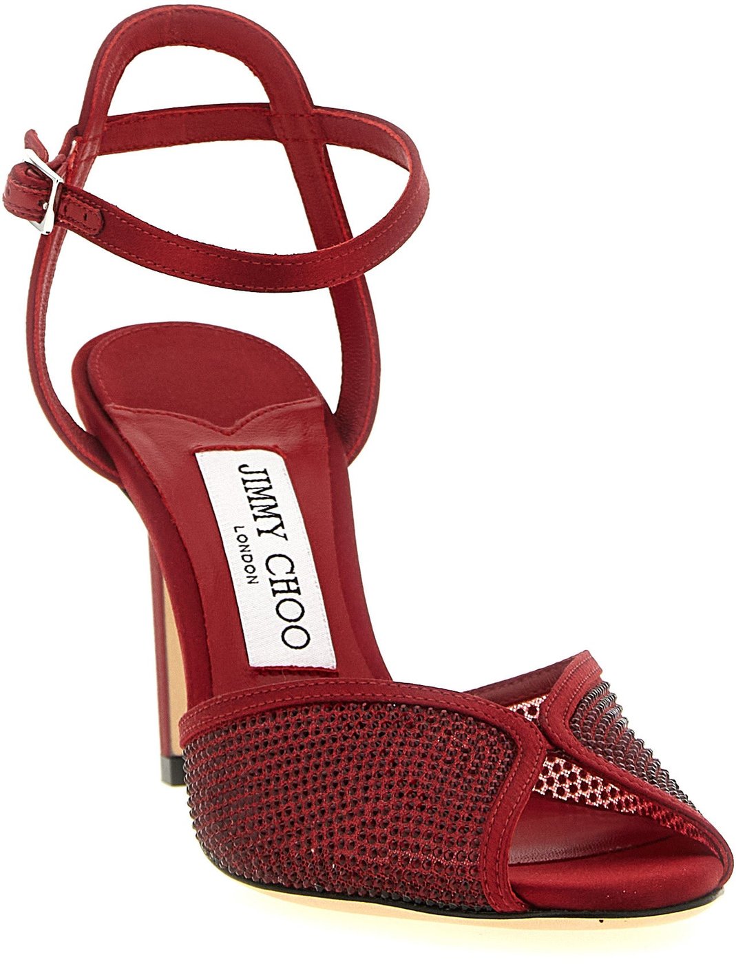 Jimmy Choo Red Lamb Leather Stiletto Heel Sandals