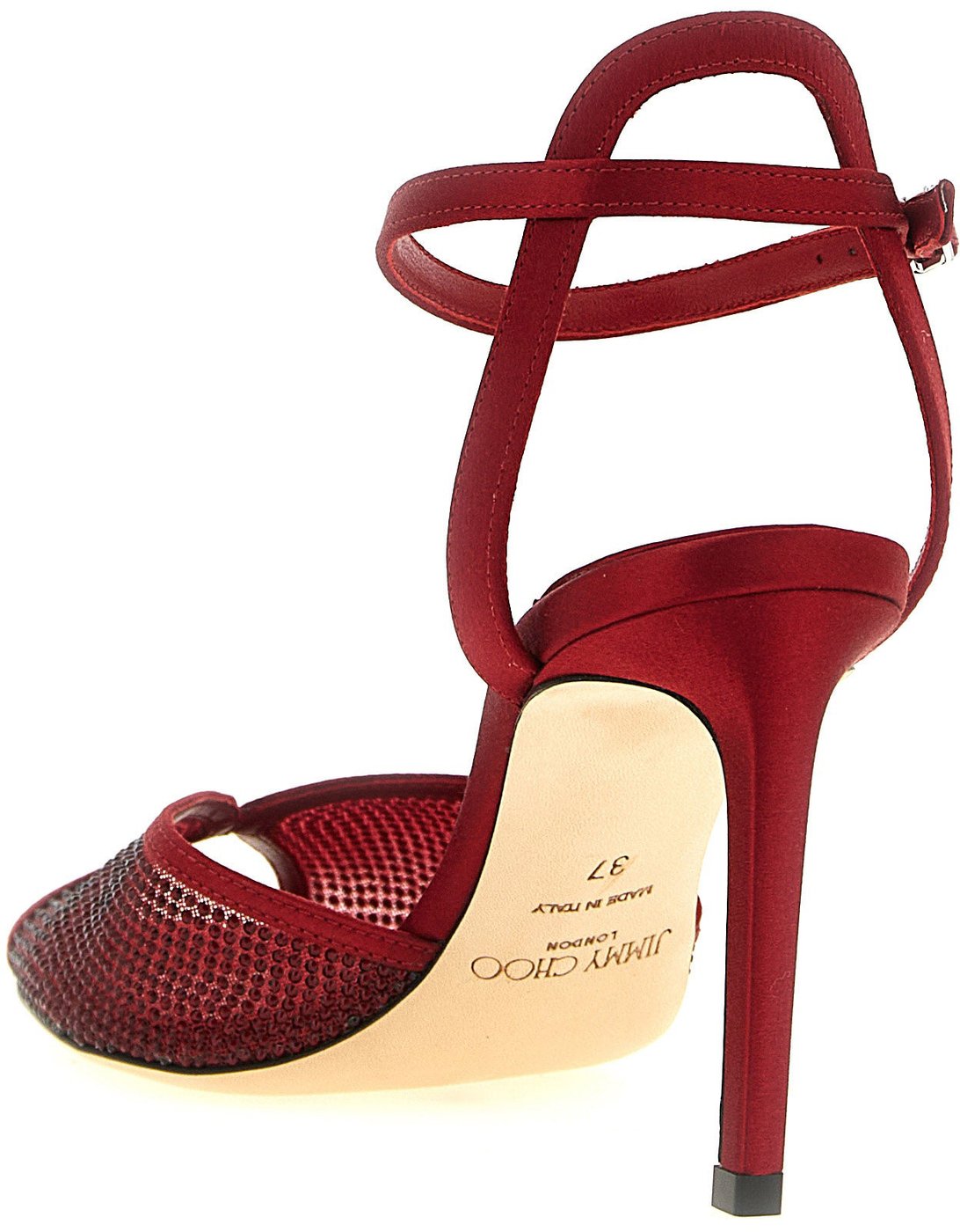 Jimmy Choo Red Lamb Leather Stiletto Heel Sandals