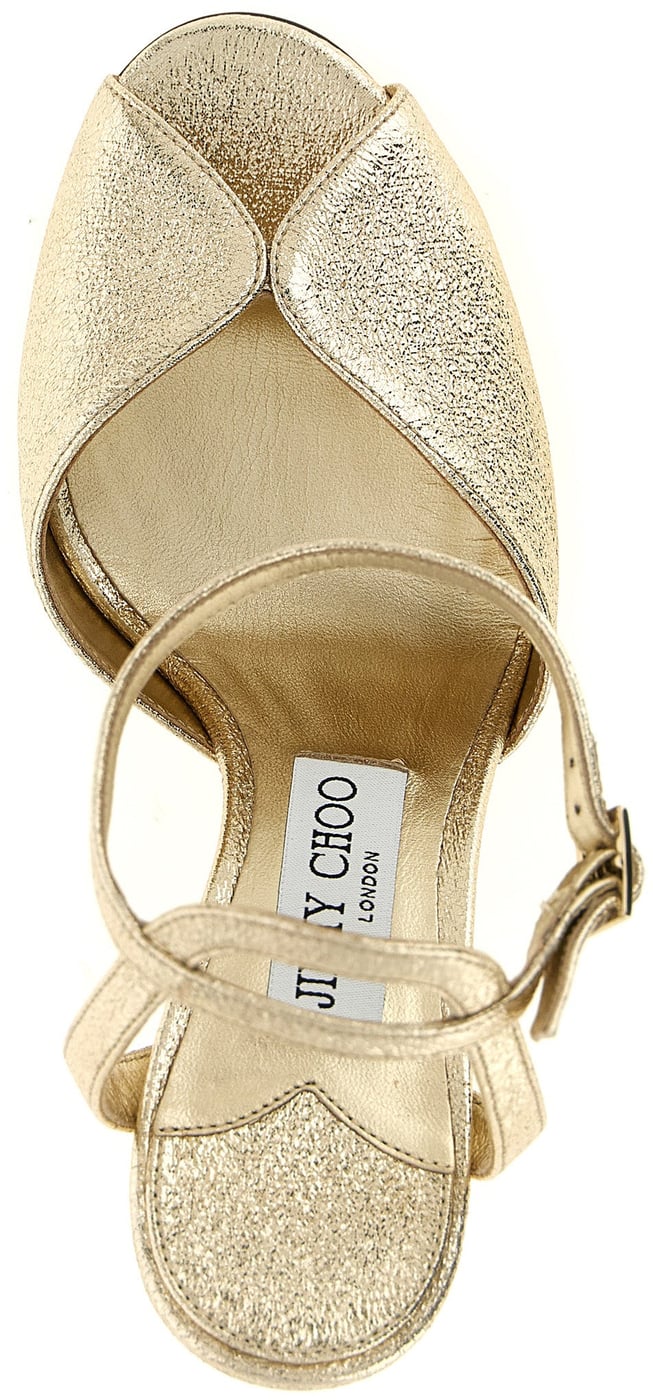 Jimmy Choo Gold Goatskin Stiletto Heel Sandals