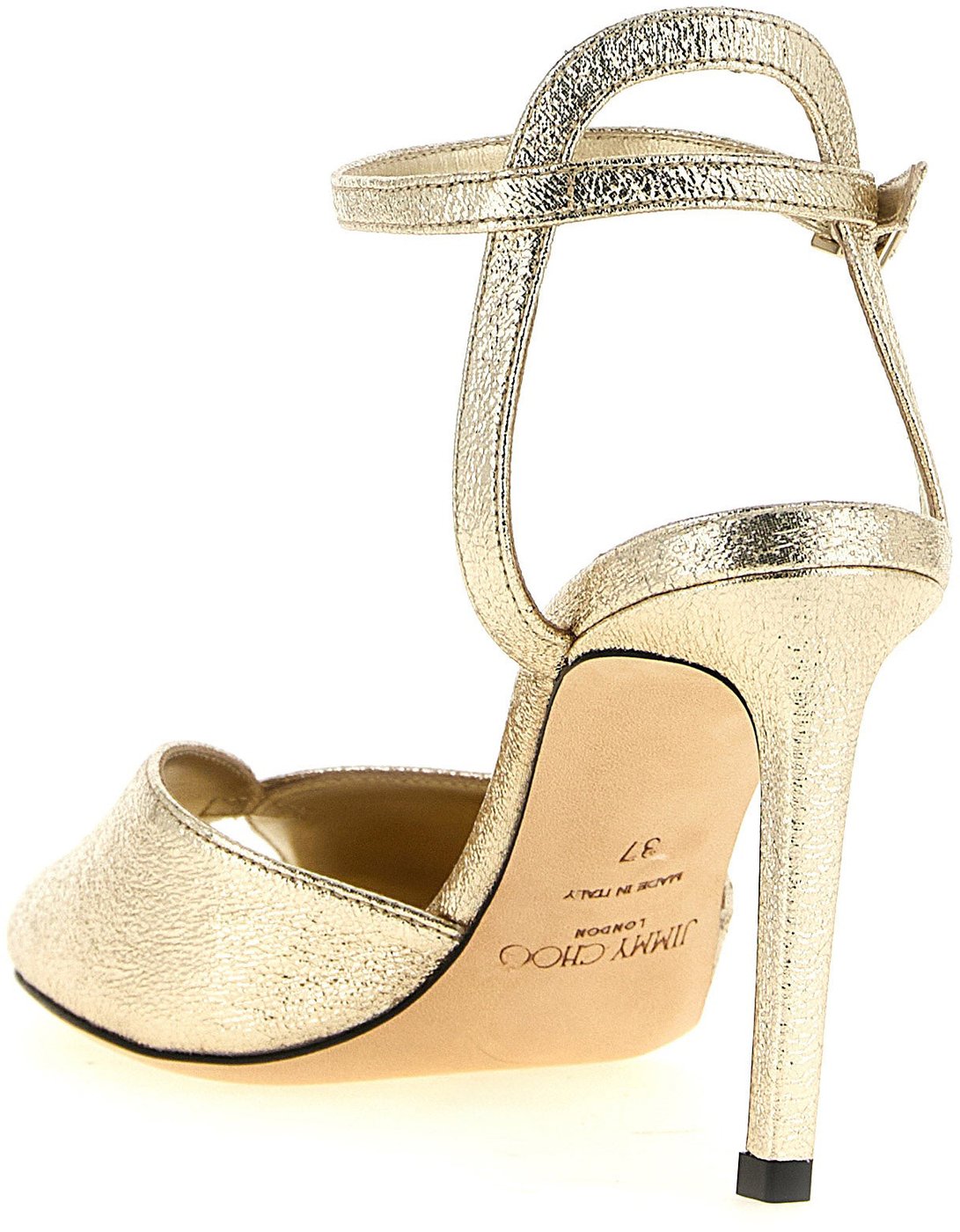 Jimmy Choo Gold Goatskin Stiletto Heel Sandals
