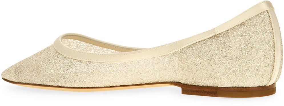 Jimmy Choo Ivory fabric Love ballerinas