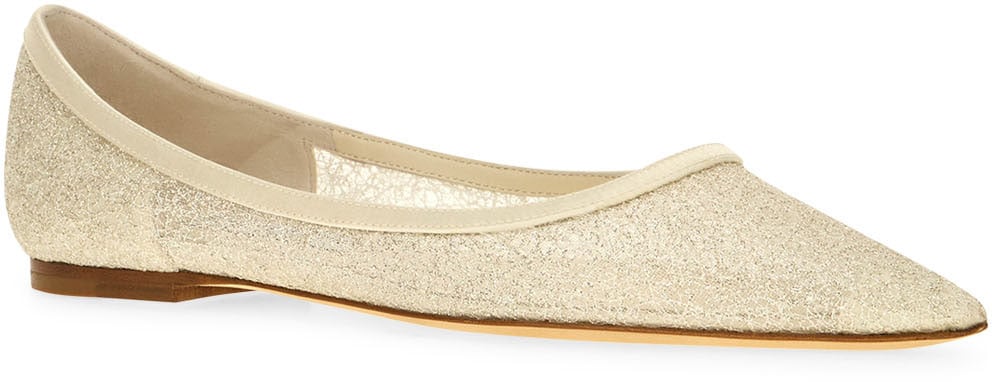 Jimmy Choo Ivory fabric Love ballerinas