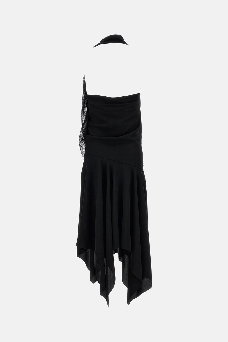 Black Fluid Fabric Lace Insert Maxi Dress