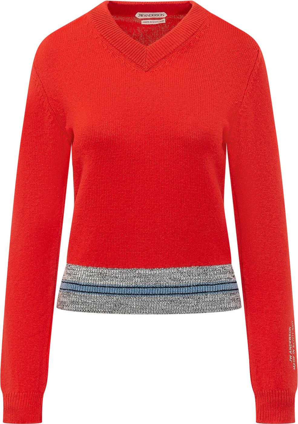 Maglia con Scollo a V e Bordo a Contrasto