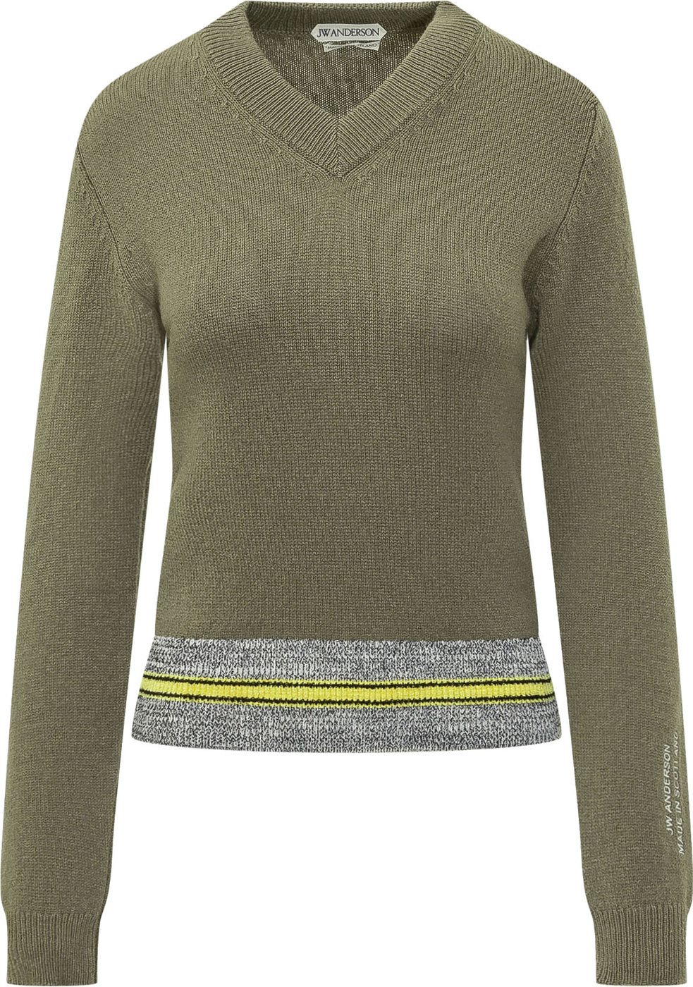 Maglia con Scollo a V e Bordo a Contrasto
