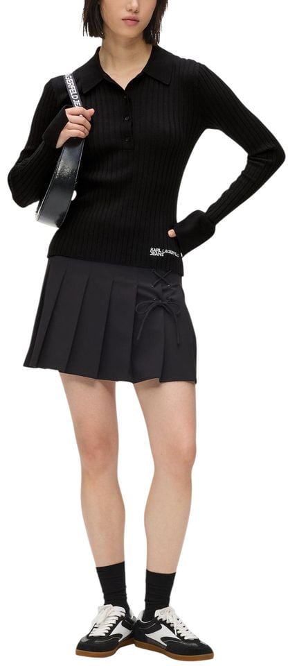 Karl Lagerfeld Black Viscose Long Sleeve T-Shirt