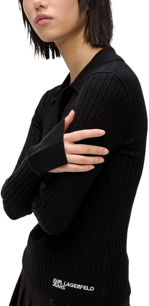 Karl Lagerfeld Black Viscose Long Sleeve T-Shirt