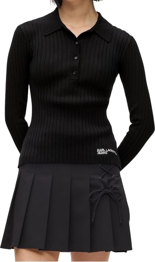 Karl Lagerfeld Black Viscose Long Sleeve T-Shirt