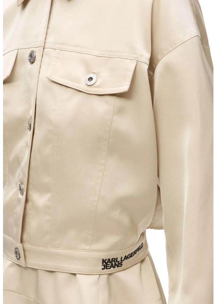Karl Lagerfeld Beige Polyester Full-Length Jacket