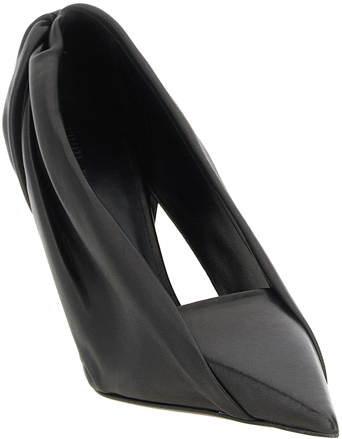 Draped Pointed-Toe Curved-Heel Pumps