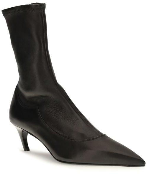 Khaite Black Calf Leather Bos Taurus Ankle Boots