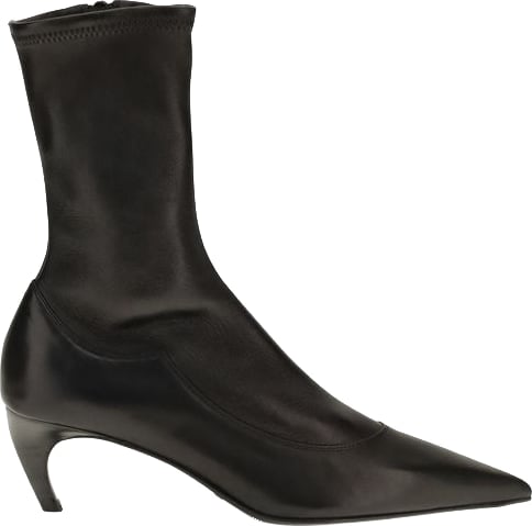 Khaite Black Calf Leather Bos Taurus Ankle Boots
