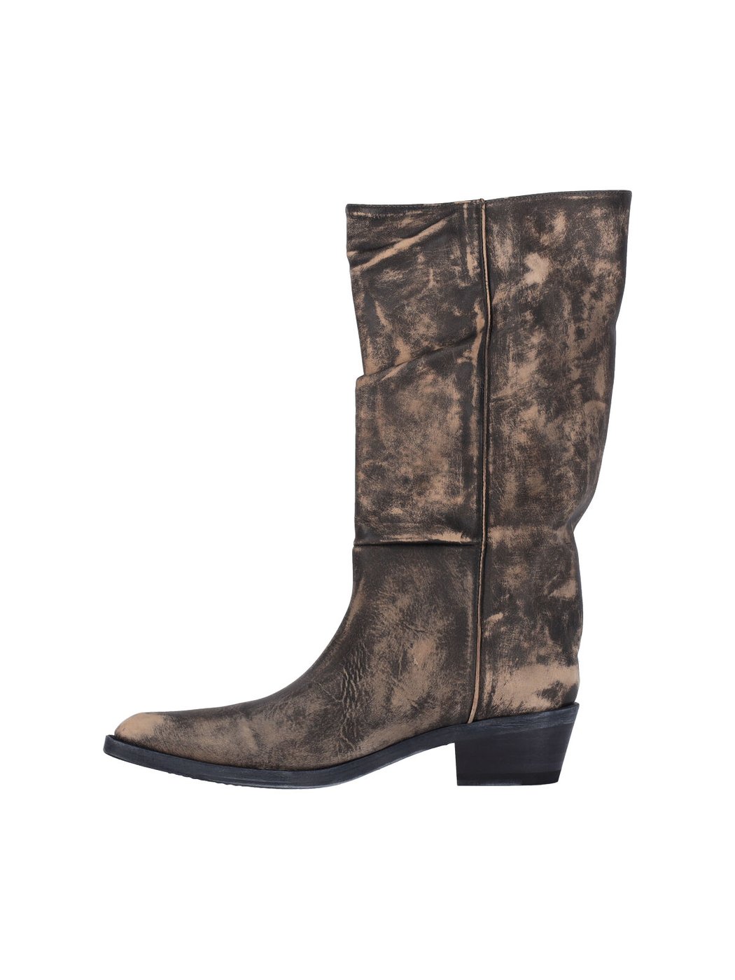 Brown Clive Distressed Calf Leather Boots