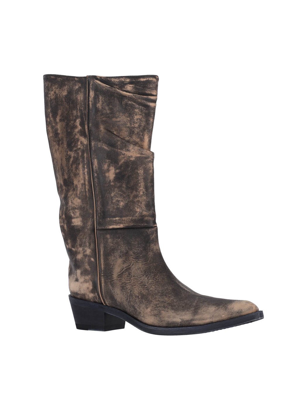 Brown Clive Distressed Calf Leather Boots