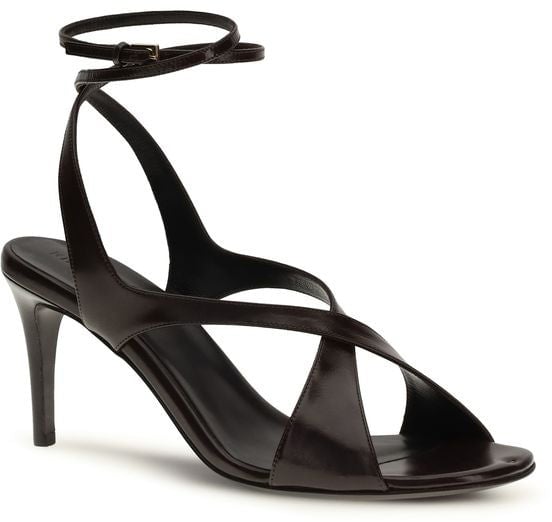 Khaite Black Calf Leather Bos Taurus Strap-On Sandals