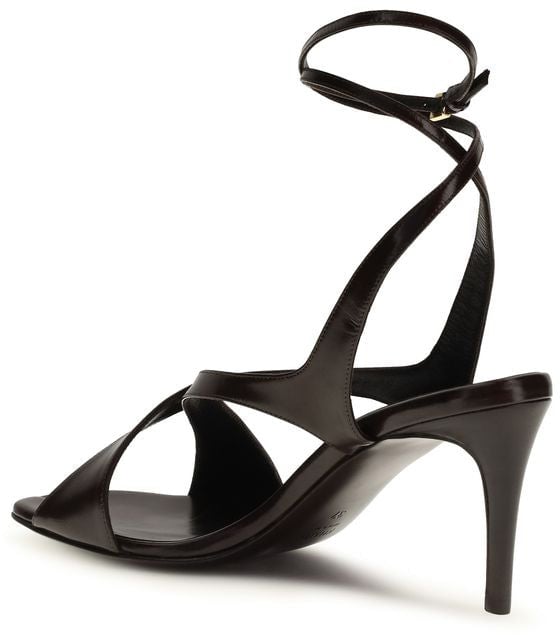 Khaite Black Calf Leather Bos Taurus Strap-On Sandals