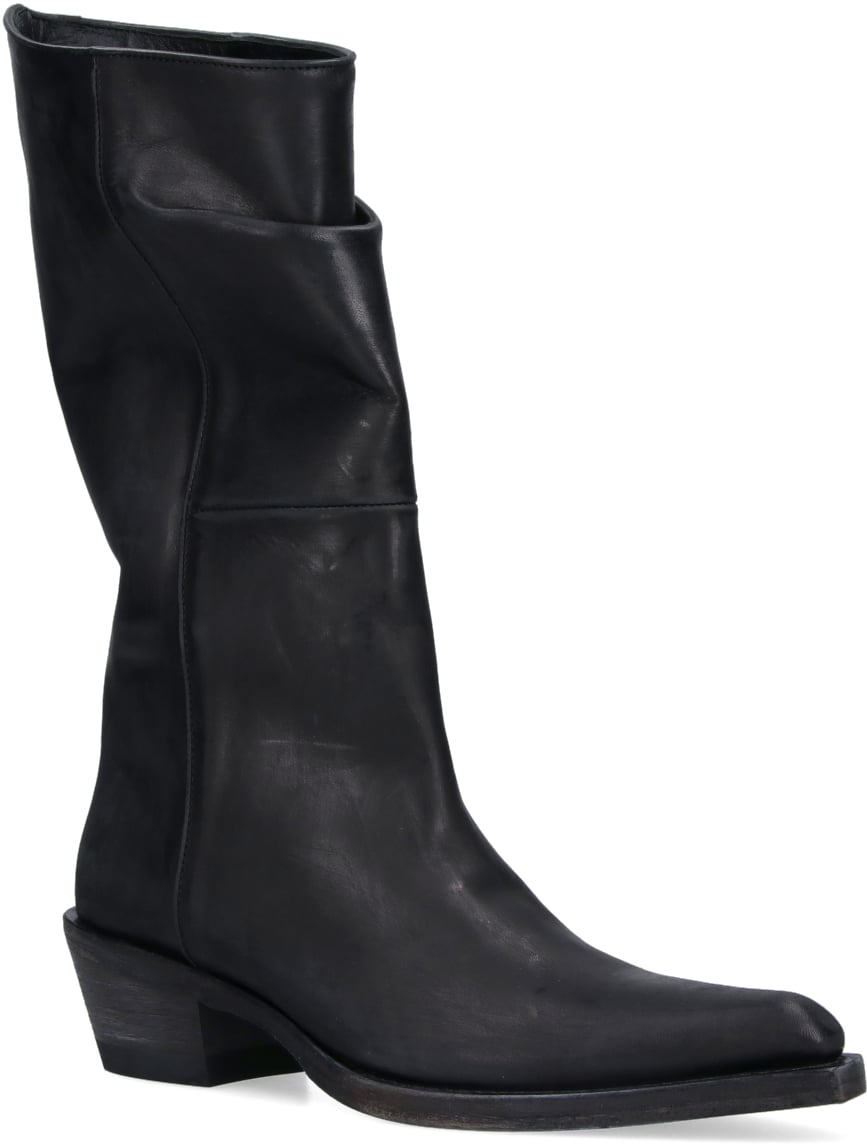 Pointed-Toe Stiletto Boots with Polished Finish