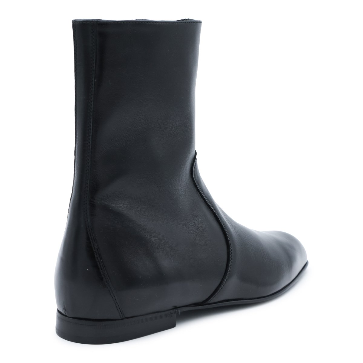 Ankle-Length Leather Boots with Square Toe