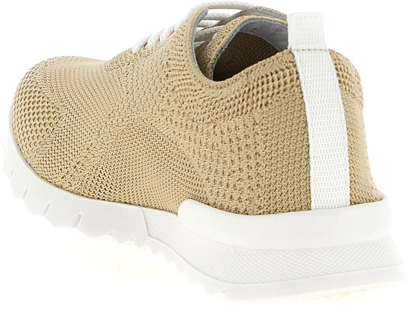 Kiton Beige Cotton Athletic Sneakers