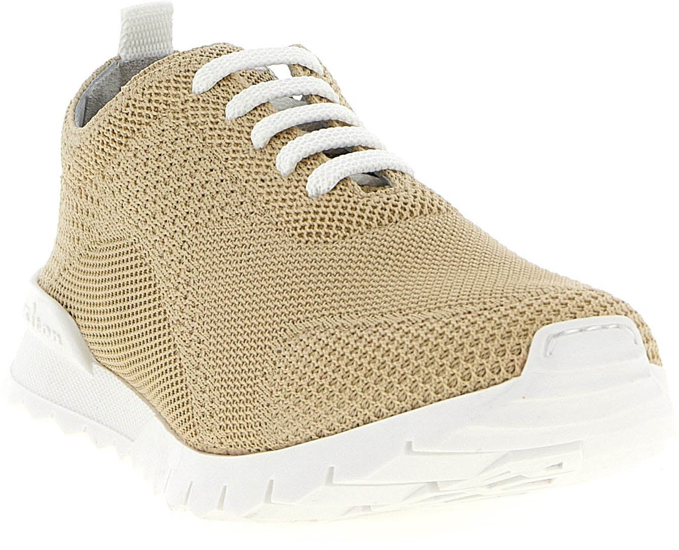 Kiton Beige Cotton Athletic Sneakers