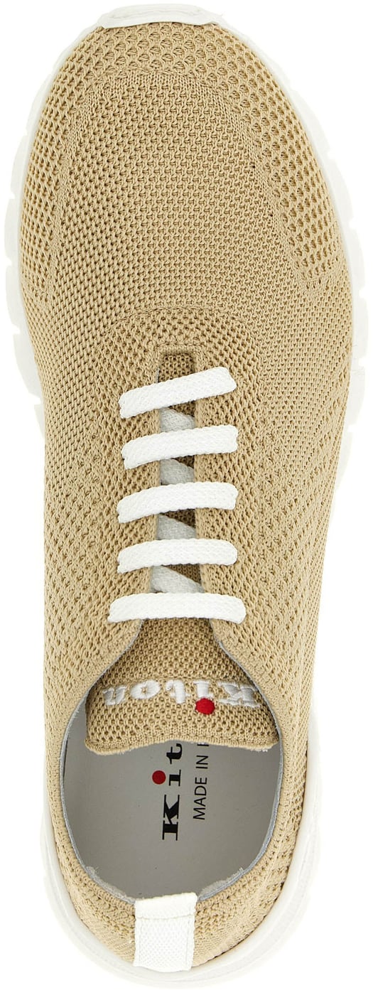 Kiton Beige Cotton Athletic Sneakers
