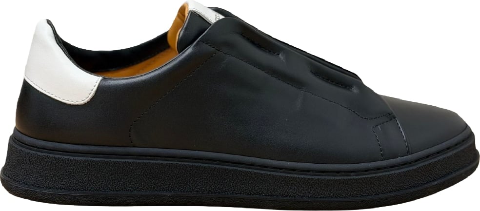Kiton Leather Men's Sneakers Black White