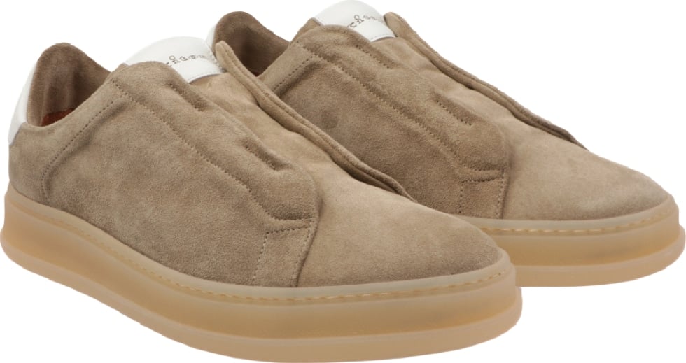 Kiton Suede Slip-On Men's Sneakers Beige