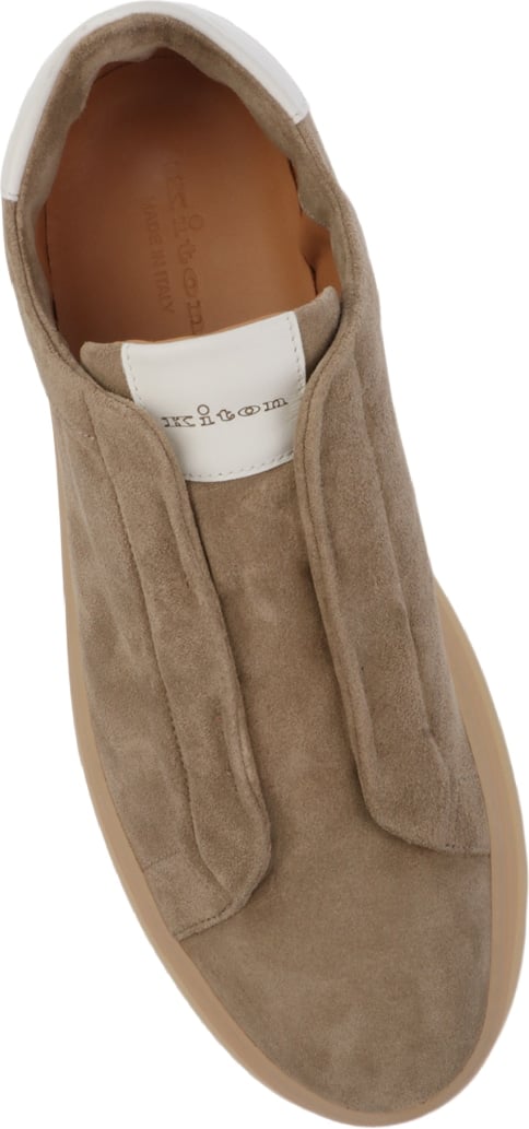 Kiton Suede Slip-On Men's Sneakers Beige