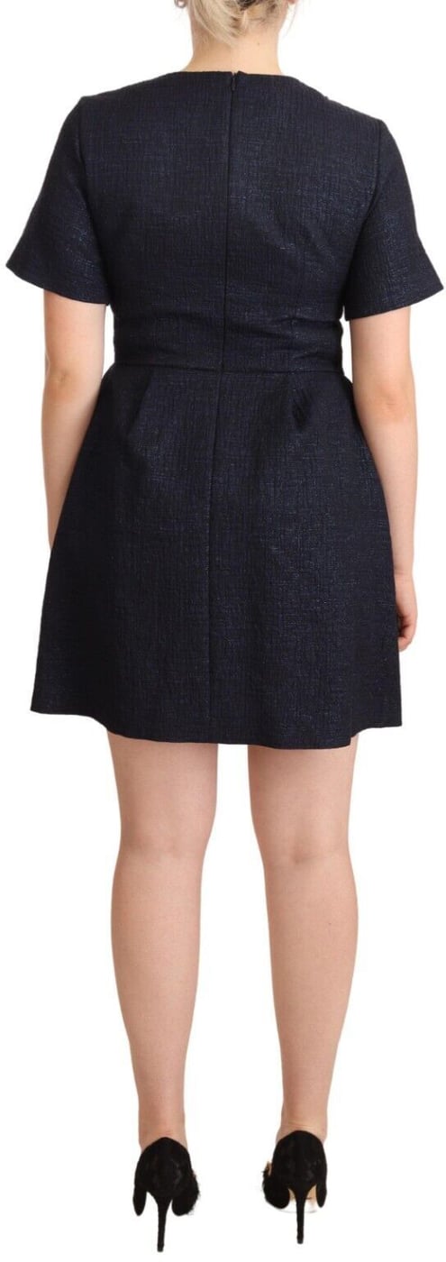 L'Autre Chose Black Embellished Short Sleeves Mini A-line Dress