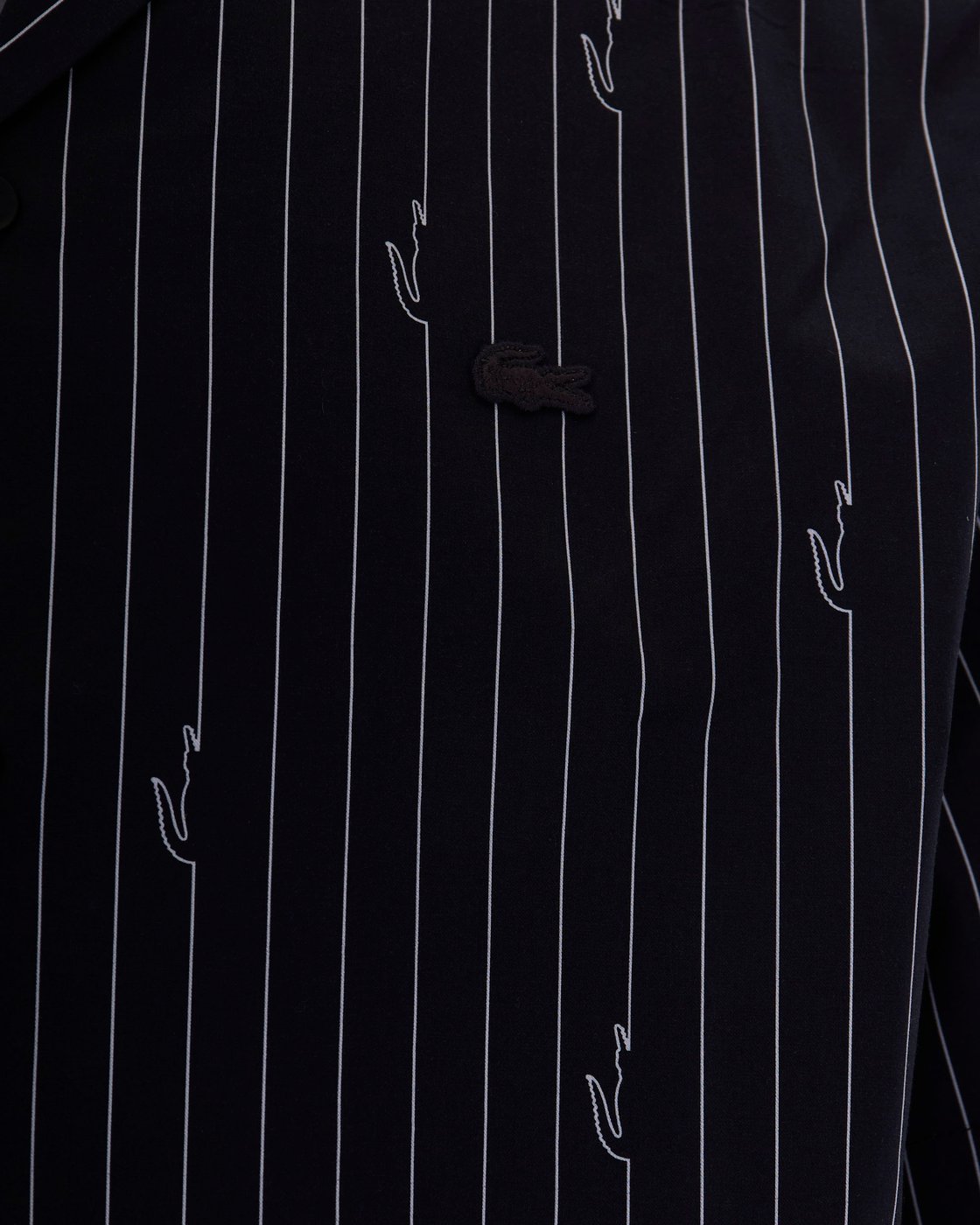 Boxy Black Twill Shirt with Crocodile Print